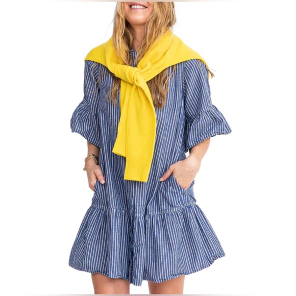 Kerri Rosenthal Amanda dress, NWT, blue lunar stripe - Picture 2 of 7